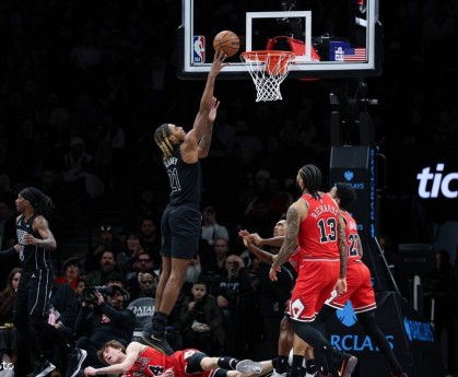 克拉克斯顿28+10特拉奥雷13+13 篮网送公牛5连败